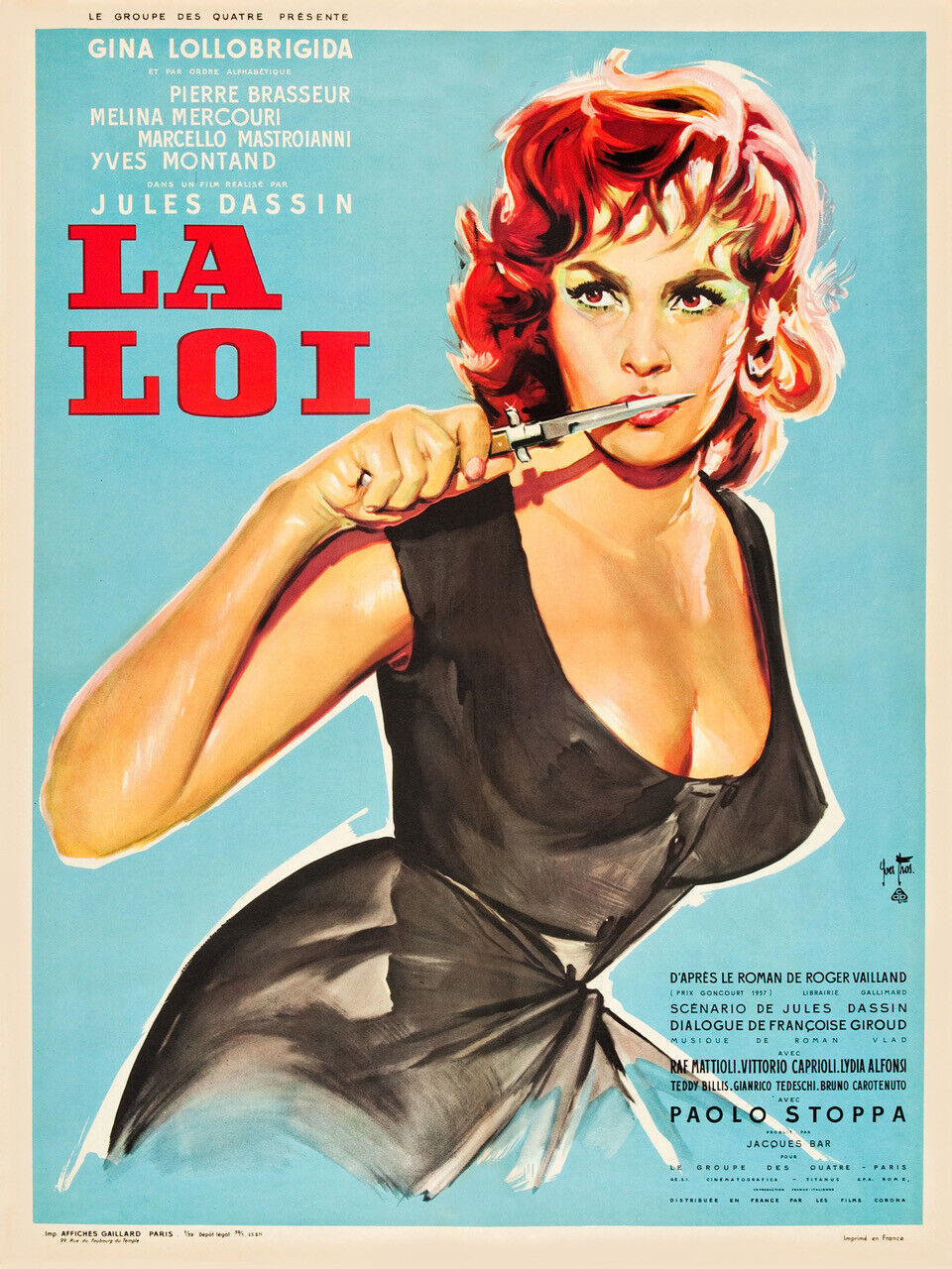 LA LOI, GINA LOLLOBRIGIDA, 1959, REPRO AFFICHE CINEMA VINTAGE, HQ