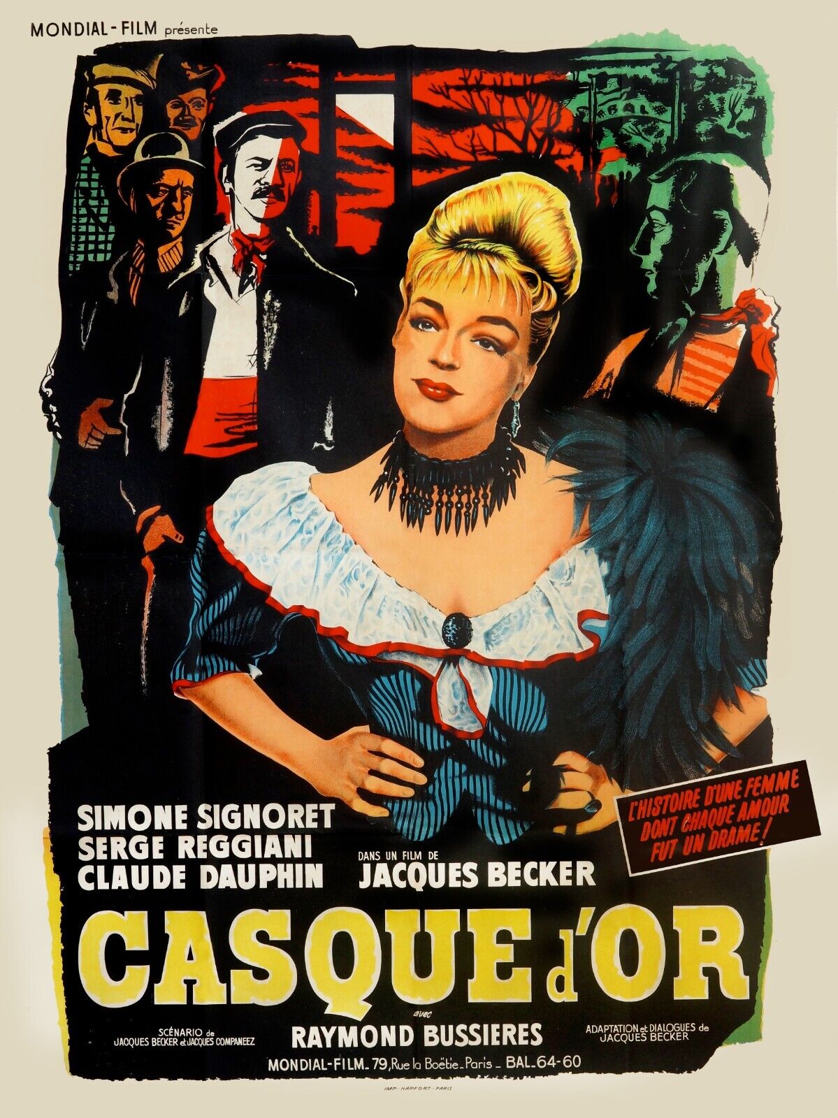 CASQUE D’OR, SIMONE SIGNORET, 1952, REPRO MOVIE POSTER, VINTAGE, HQ