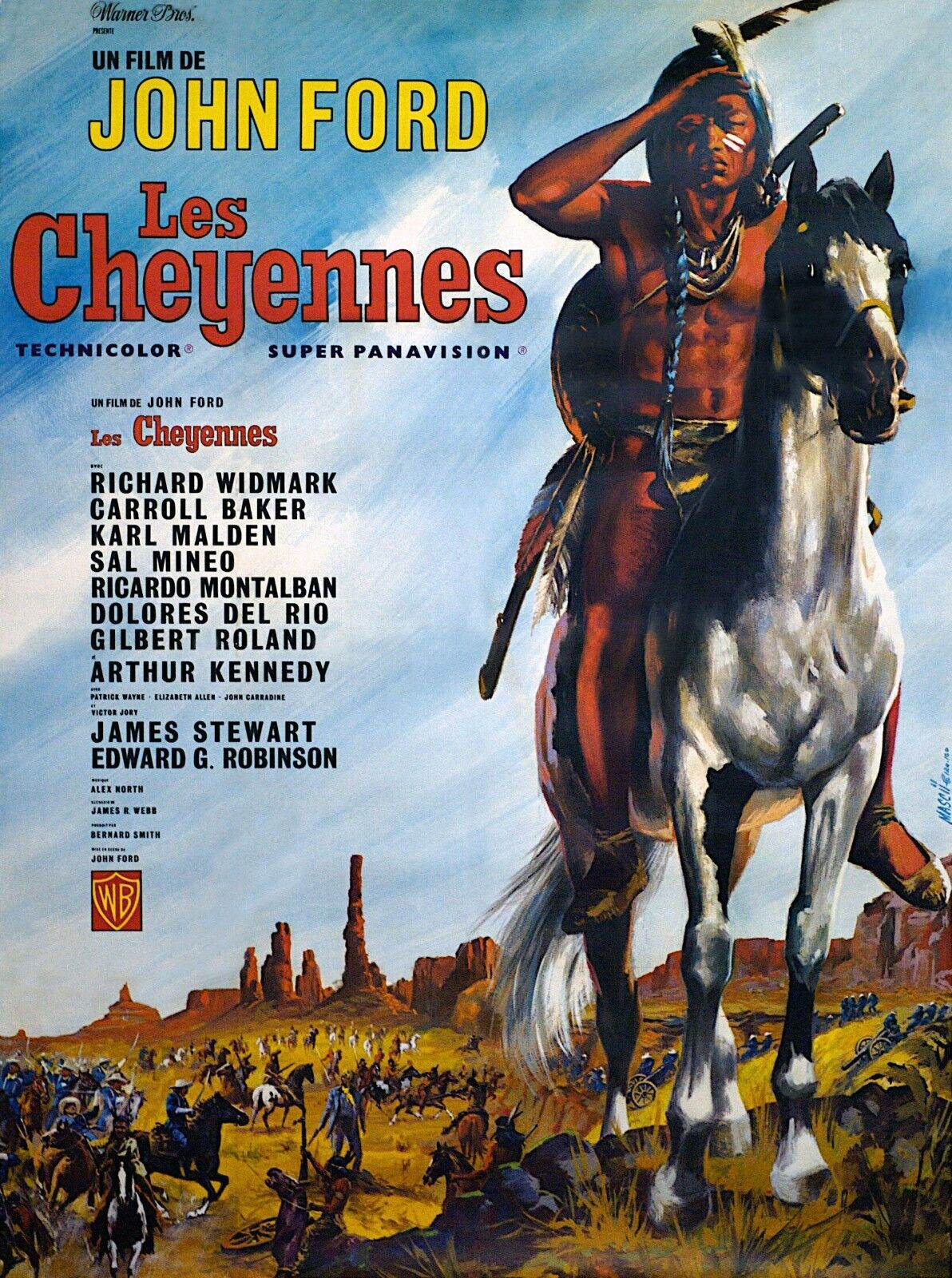 CHEYENNES (OTOÑO DE CHEYENNE), JOHN FORD, 1964, REPRODUCCIÓN DE CARTEL DE PELÍCULA, VINTAGE, ALTA CALIDAD