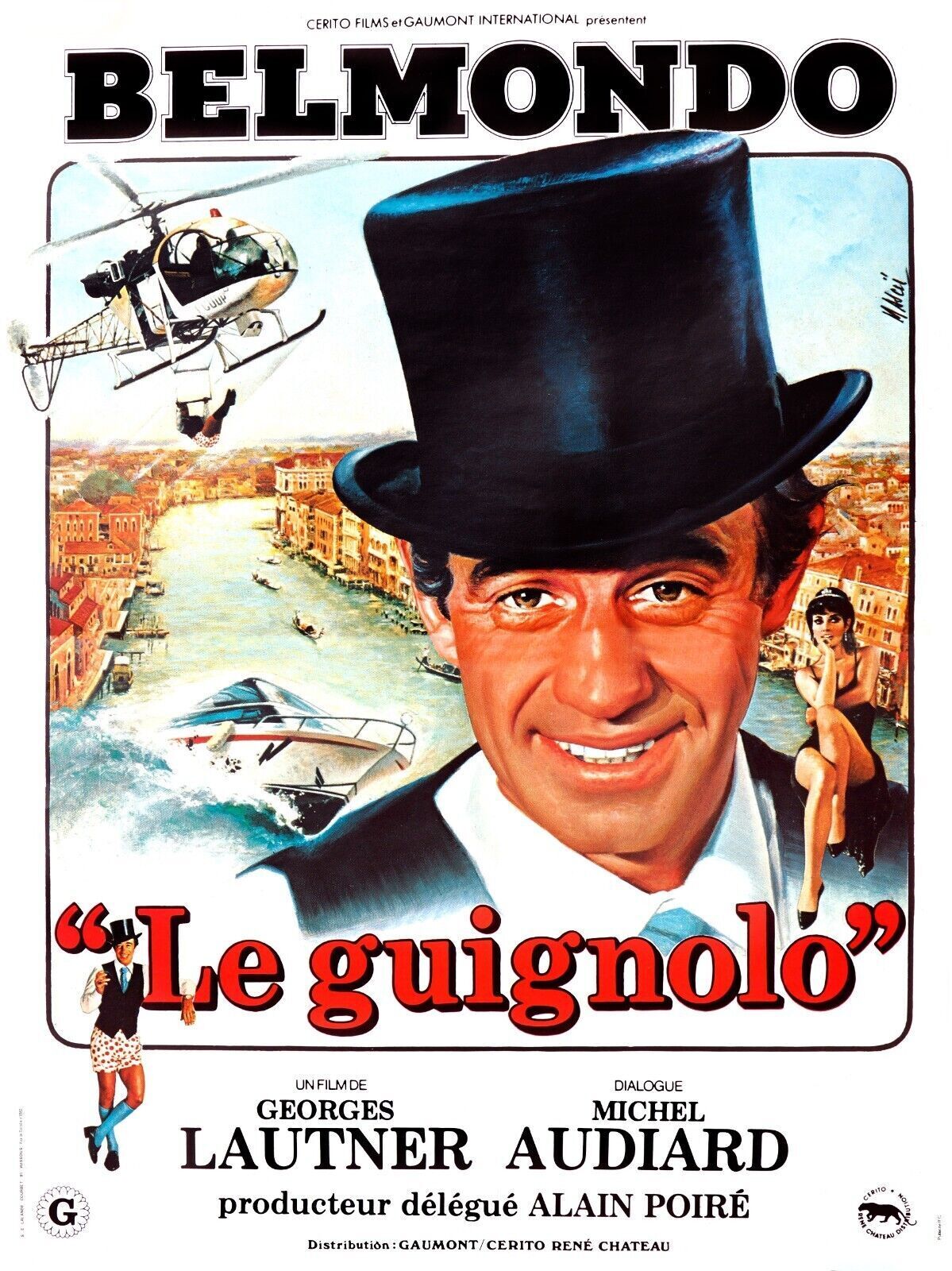 LE GUIGNOLO, JEAN-PAUL BELMONDO, 1980, REPRO VINTAGE CINEMA POSTER, HQ