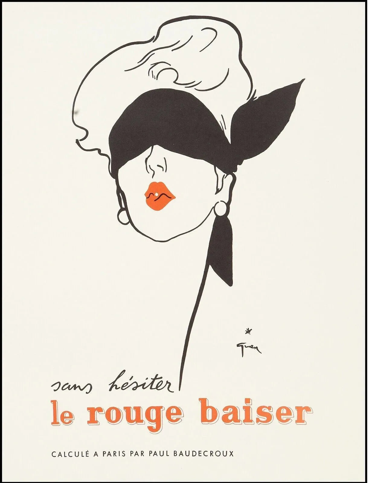 THE RED KISS, FASHION, PARIS, REPRO VINTAGE POSTER, HQ