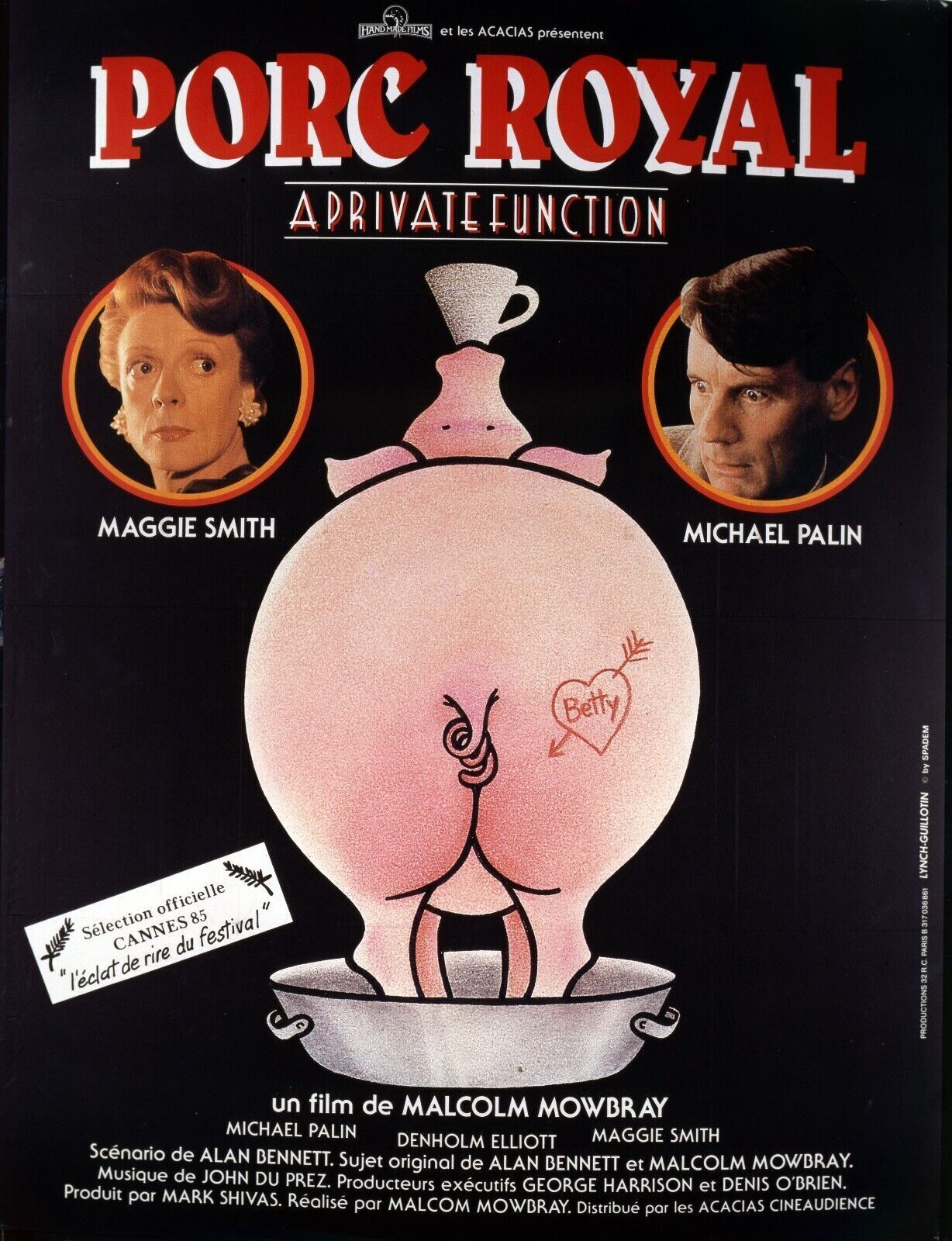 PORC ROYAL, A PRIVATE FUNCTION, MALCOLM MOWBRAY, 1984, Repro affiche cinéma VINTAGE, HQ