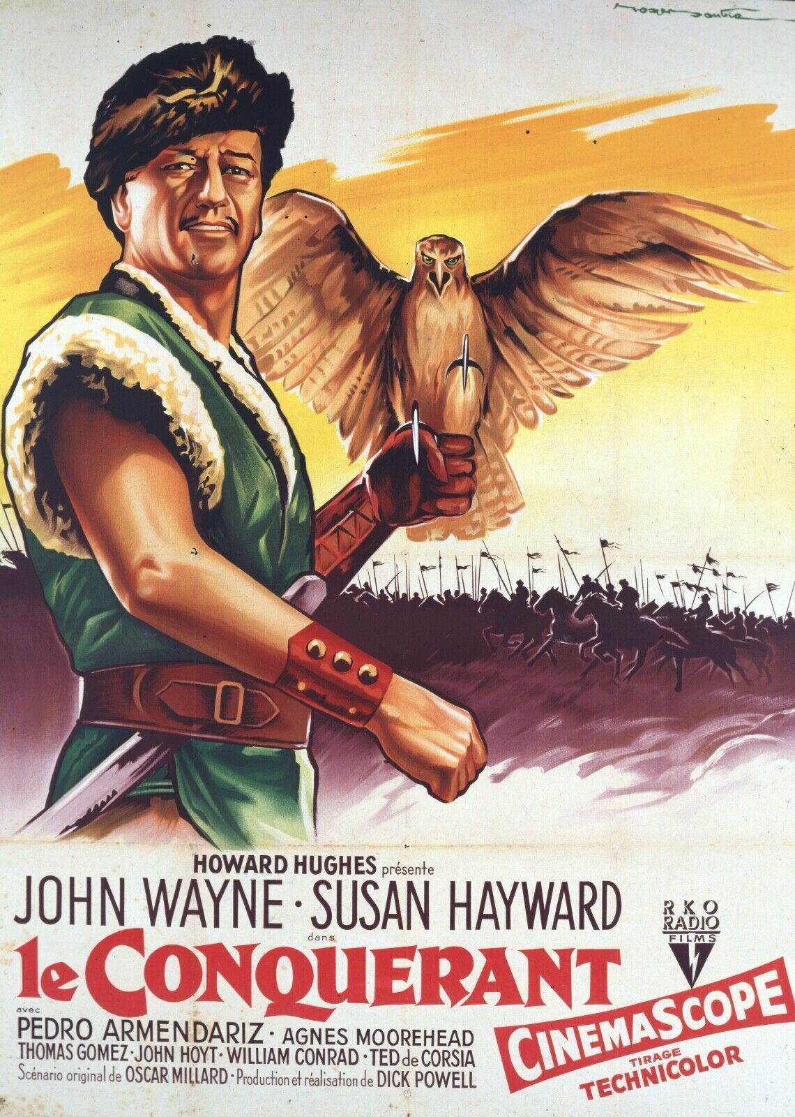 LE CONQUÉRANT, JOHN WAYNE, 1956, repro affiche cinéma VINTAGE, HQ