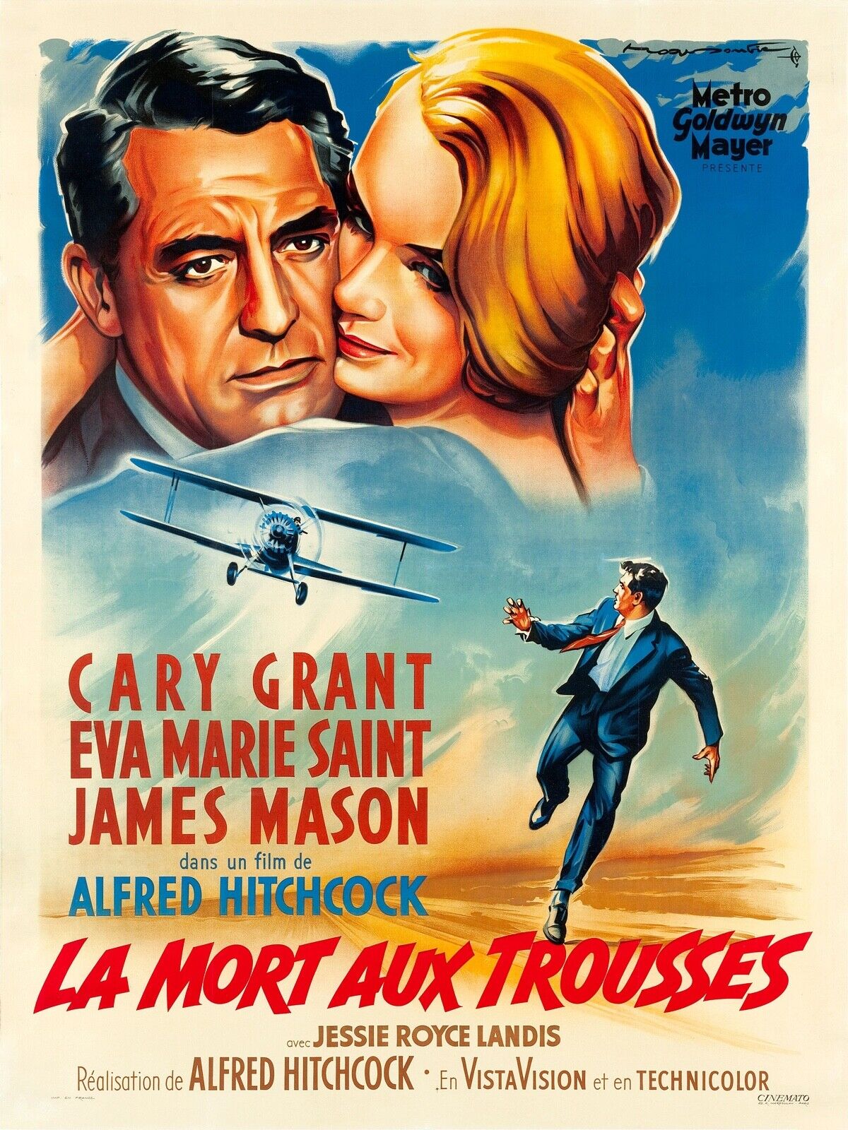 NORTH BY NORTH, CARY GRANT, 1959, REPRO VINTAGE CINEMA POSTER, HQ