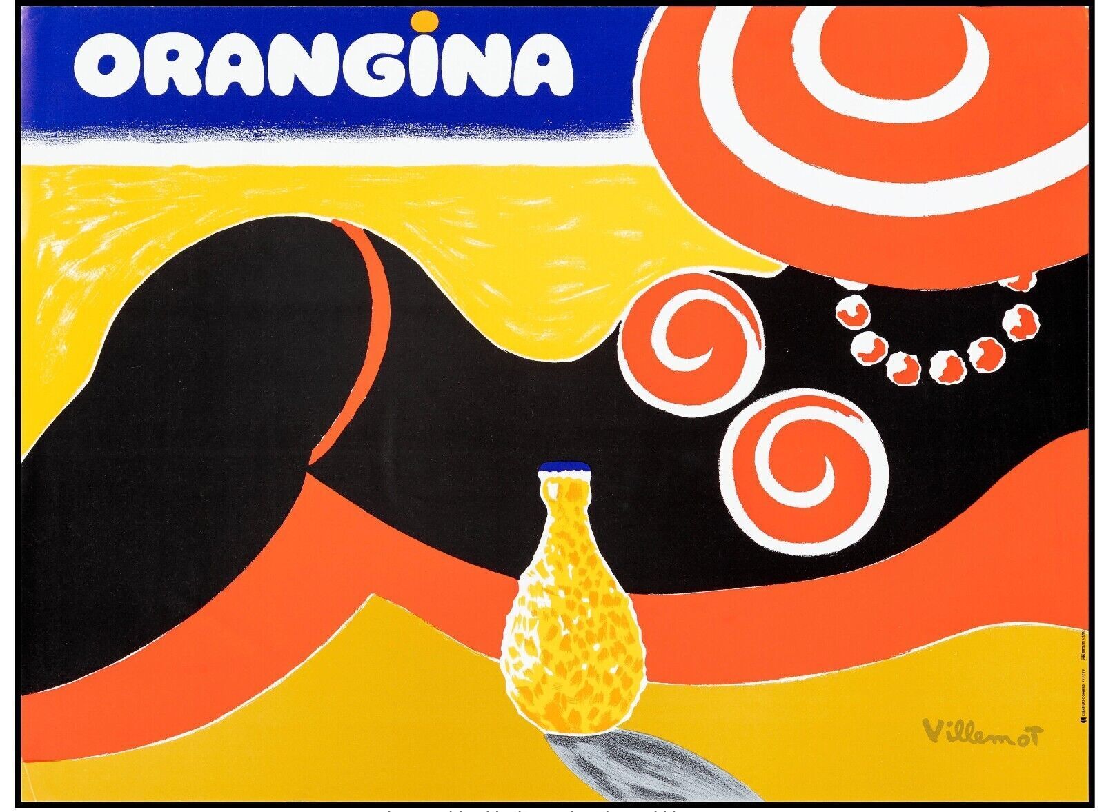 ORANGINA, BOISSON REPRO AFFICHE PUBLICITAIRE VILLEMOT VINTAGE, HQ