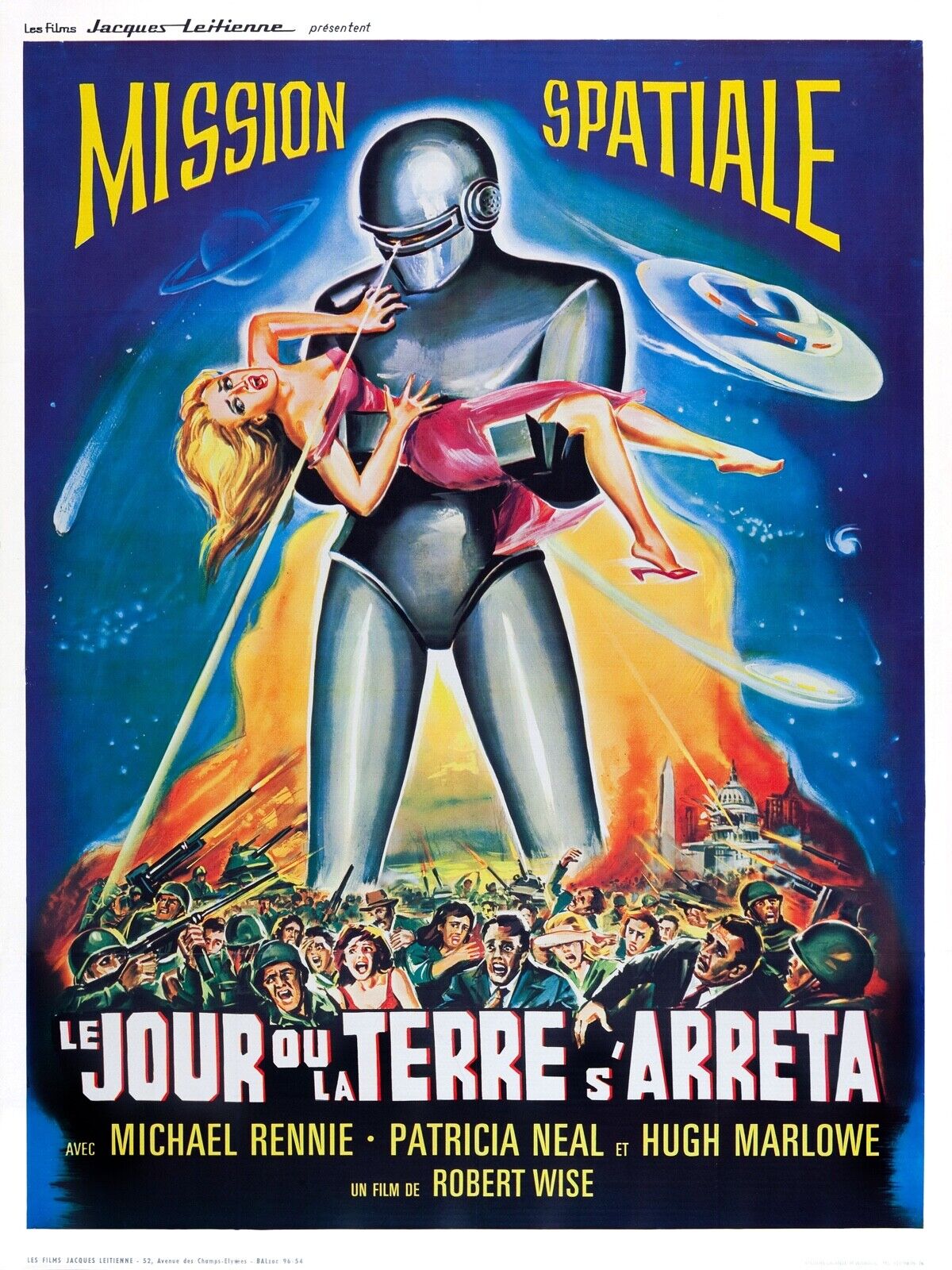 LE JOUR OÙ LA TERRE S’ARRÊTERA, MICHAEL RENNIE, 1951, REPRO AFFICHE CINÉMA VINTAGE, HQ