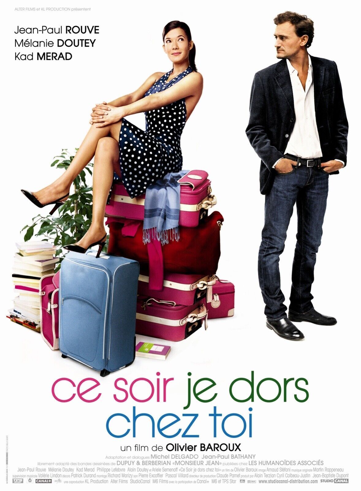 ESTA NOCHE DUERMO EN TU CASA, JEAN-PAUL ROUVE, REPRODUCCIÓN DE CARTEL DE CINE VINTAGE