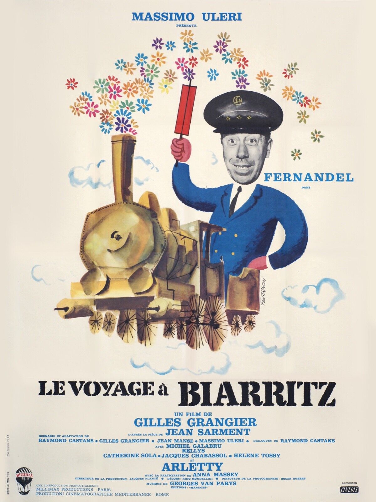 TRIP TO BIARRITZ, FERNANDEL, Reproduction cinema poster and HQ canvas