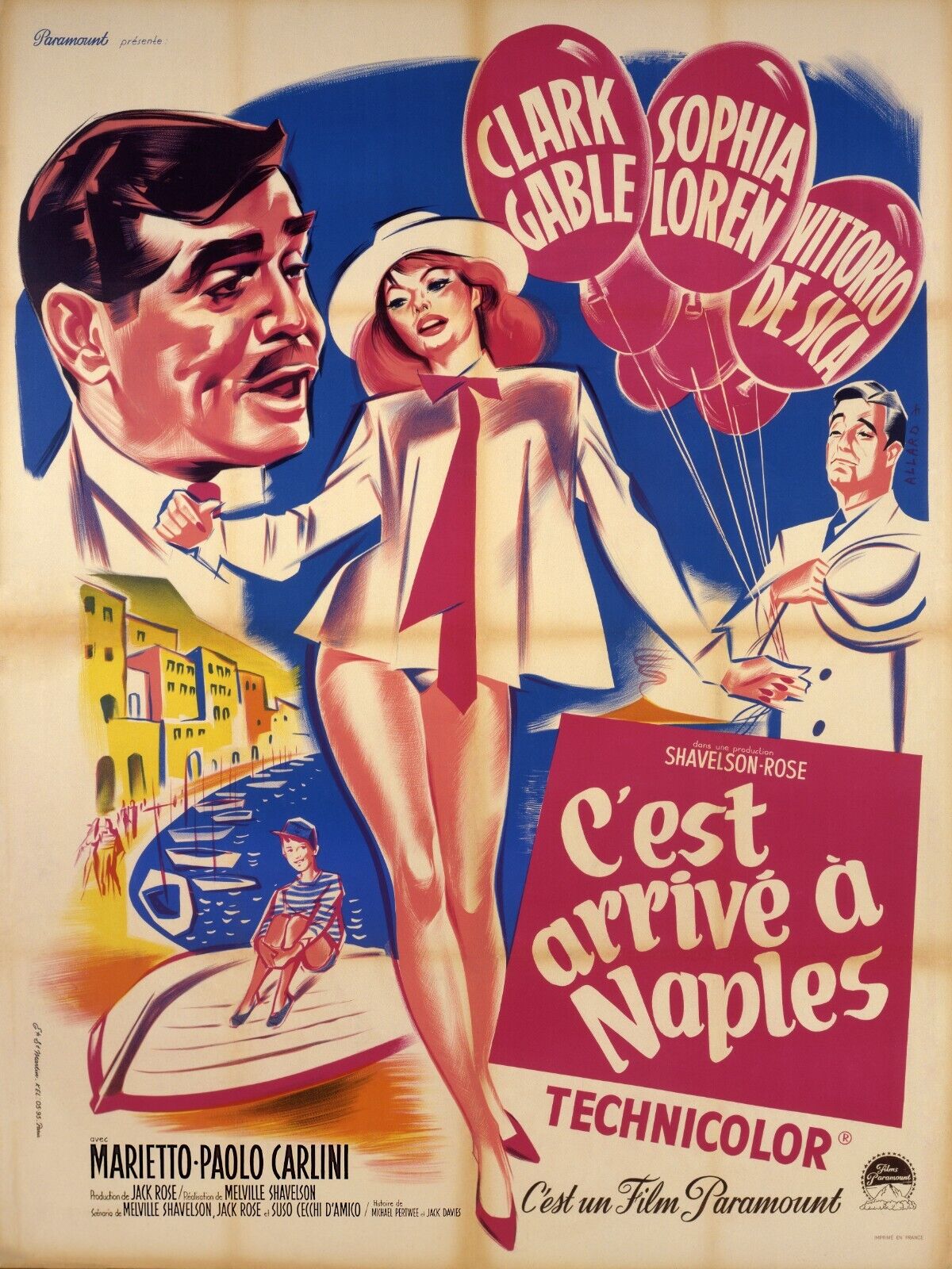 C’EST ARRIVÉ À NAPLES, CLARK GABLE, SOPHIA LOREN, 1960, REPRO MOVIE POSTER, VINTAGE, HQ