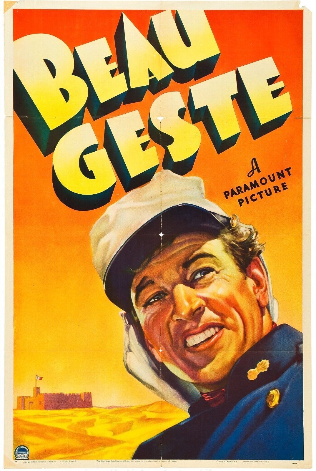 BEAU GESTE, GARY COOPER, 1939, REPRO MOVIE POSTER, VINTAGE, HQ