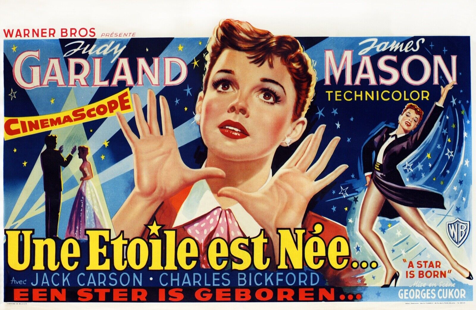 UNE ÉTOILE EST NÉE, JULIE GARLAND, JAMES MASON, 1954, REPRO AFFICHE DE CINÉMA, HQ