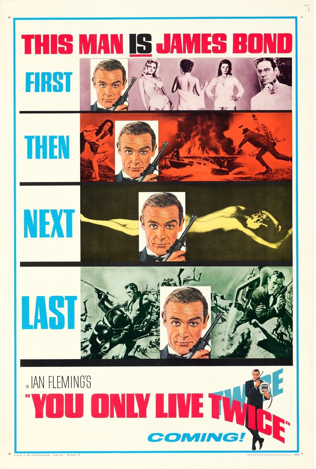 ON NE VIT QUE DEUX FOIS, 1967, JAMES BOND 007, YOU ONLY LIVE TWICE, SEAN CONNERY repro affiche de cinema