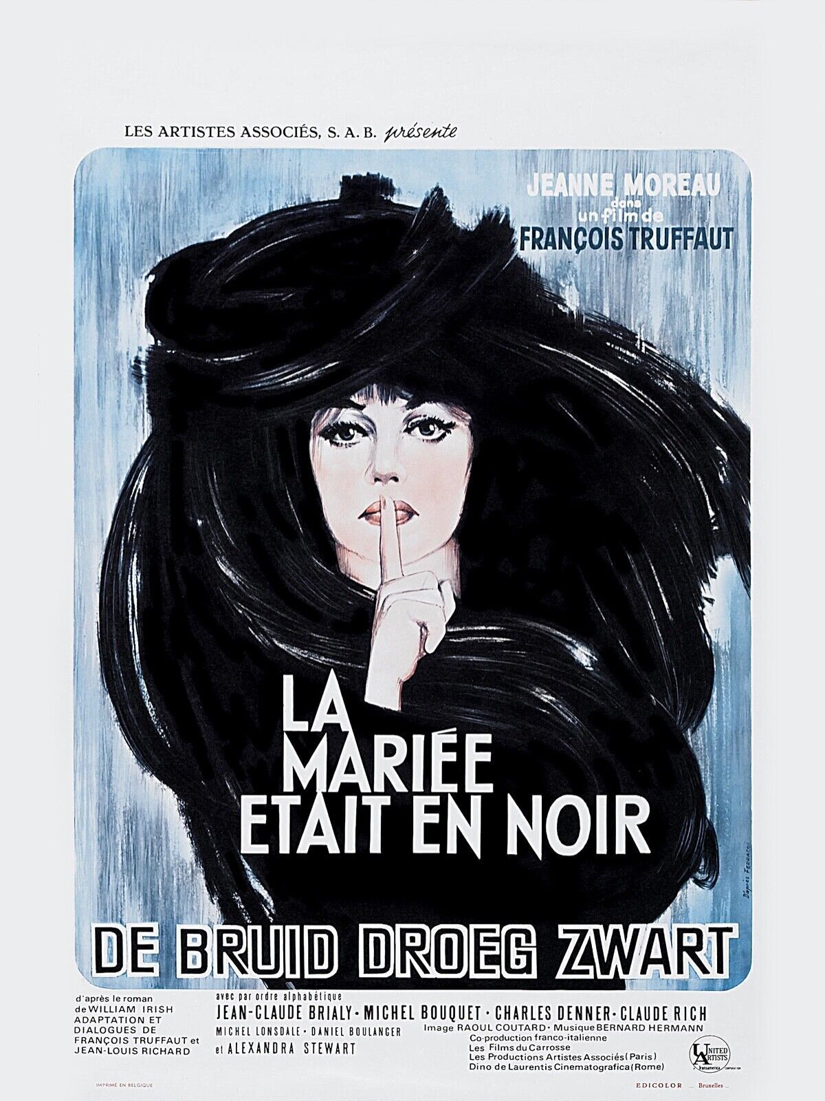 LA MARIÉE ÉTAIT EN NOIR, JEANNE MOREAU, 1968, REPRO AFFICHE CINÉMA VINTAGE, HQ