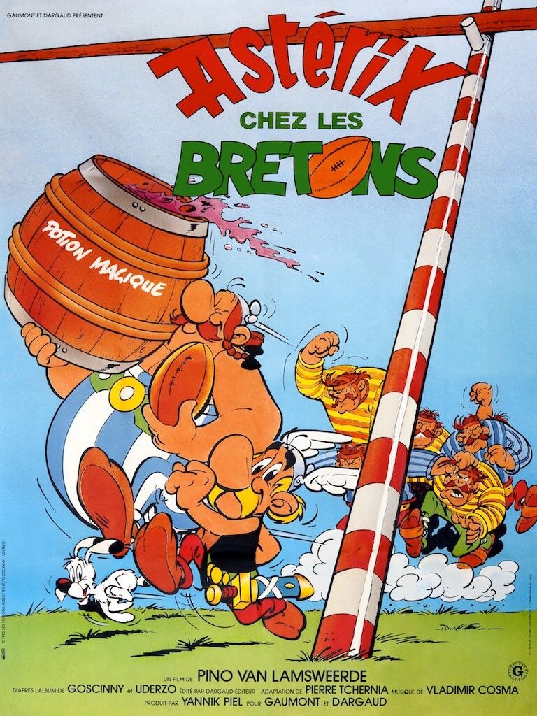 ASTÉRIX CHEZ LES BRETONS, UDERZO, 1986, REPRO MOVIE POSTER, VINTAGE, HQ