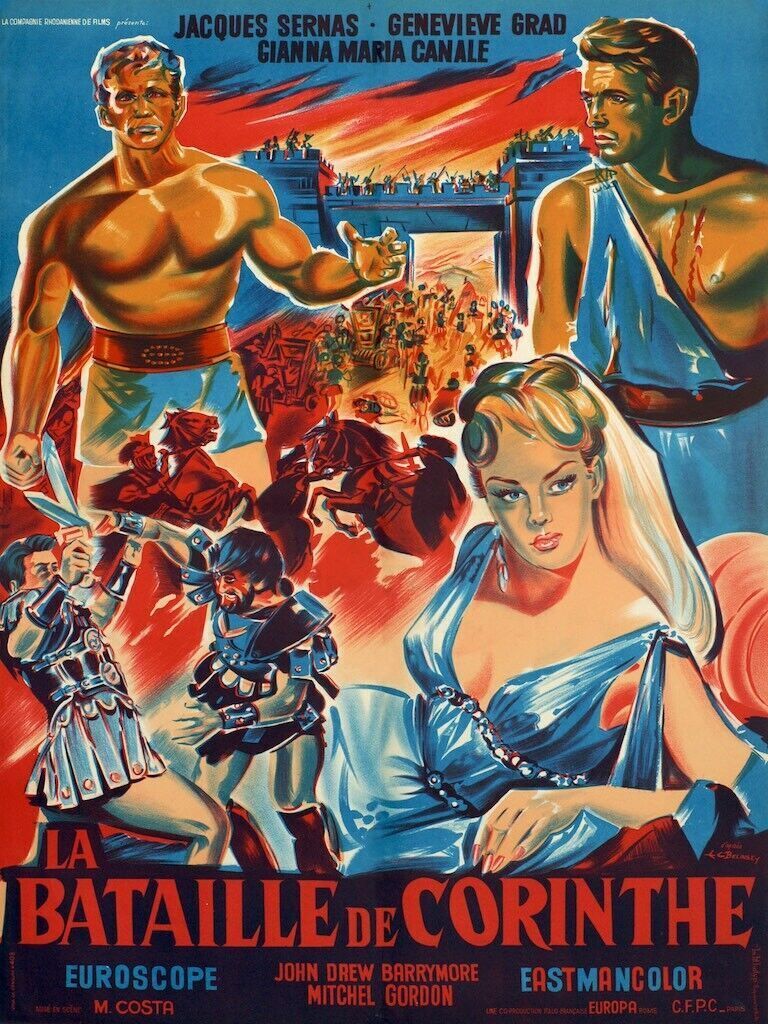 LA BATAILLE DE CORINTHE, JACQUES SERNAS, 1961, Repro affiche de cinéma, VINTAGE,HQ
