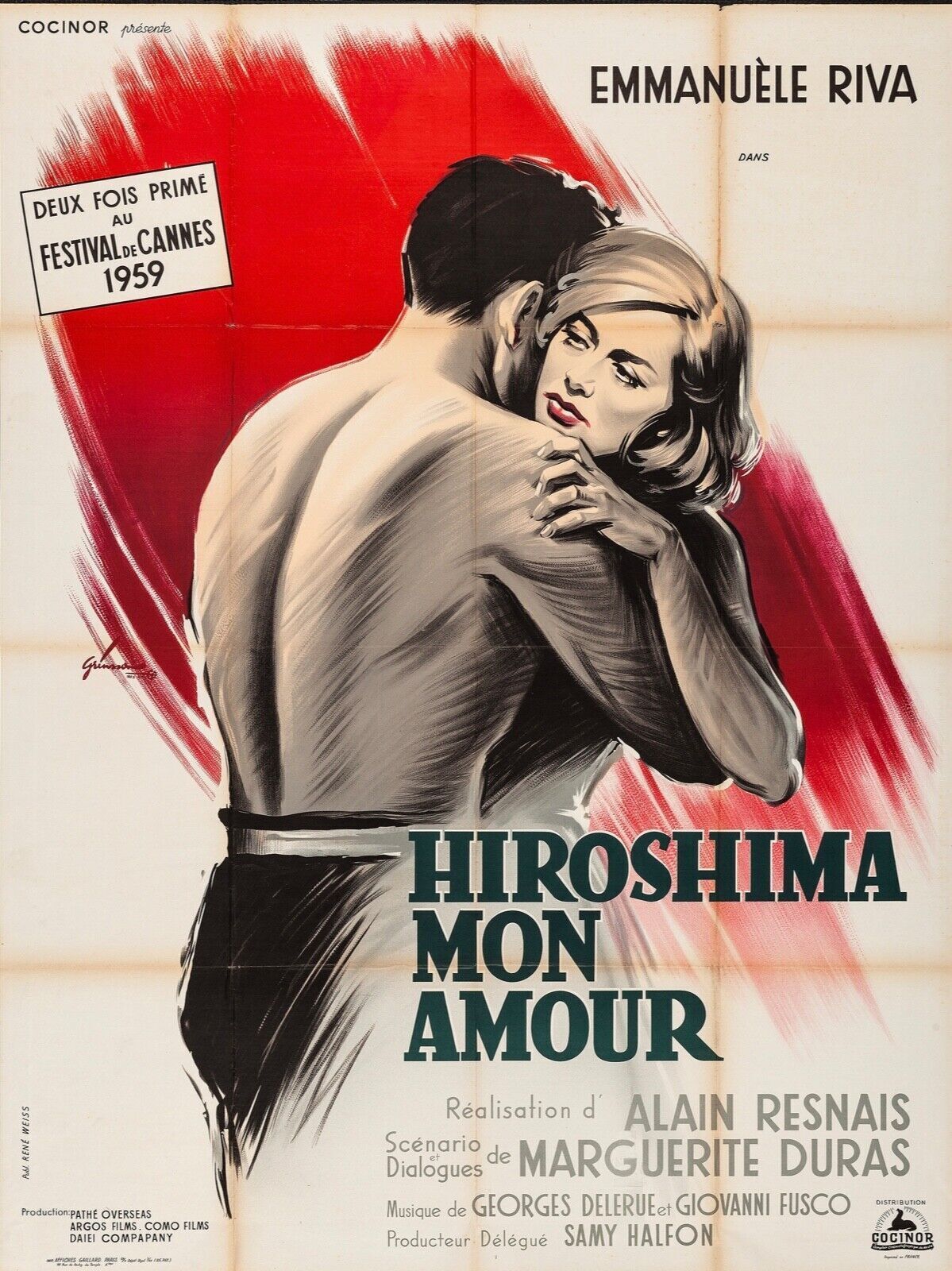 HIROSHIMA MON AMOUR, EMMANUELLE RIVA, CARTEL DE CINE REPRO