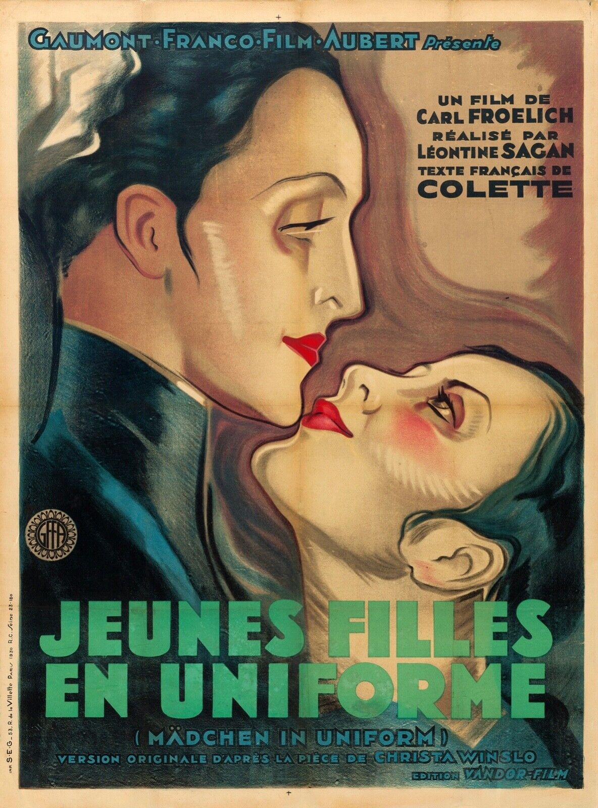 JEUNES FILLES EN UNIFORME, HERTHA THIELE, 1931, REPRO MOVIE POSTER, VINTAGE, HQ