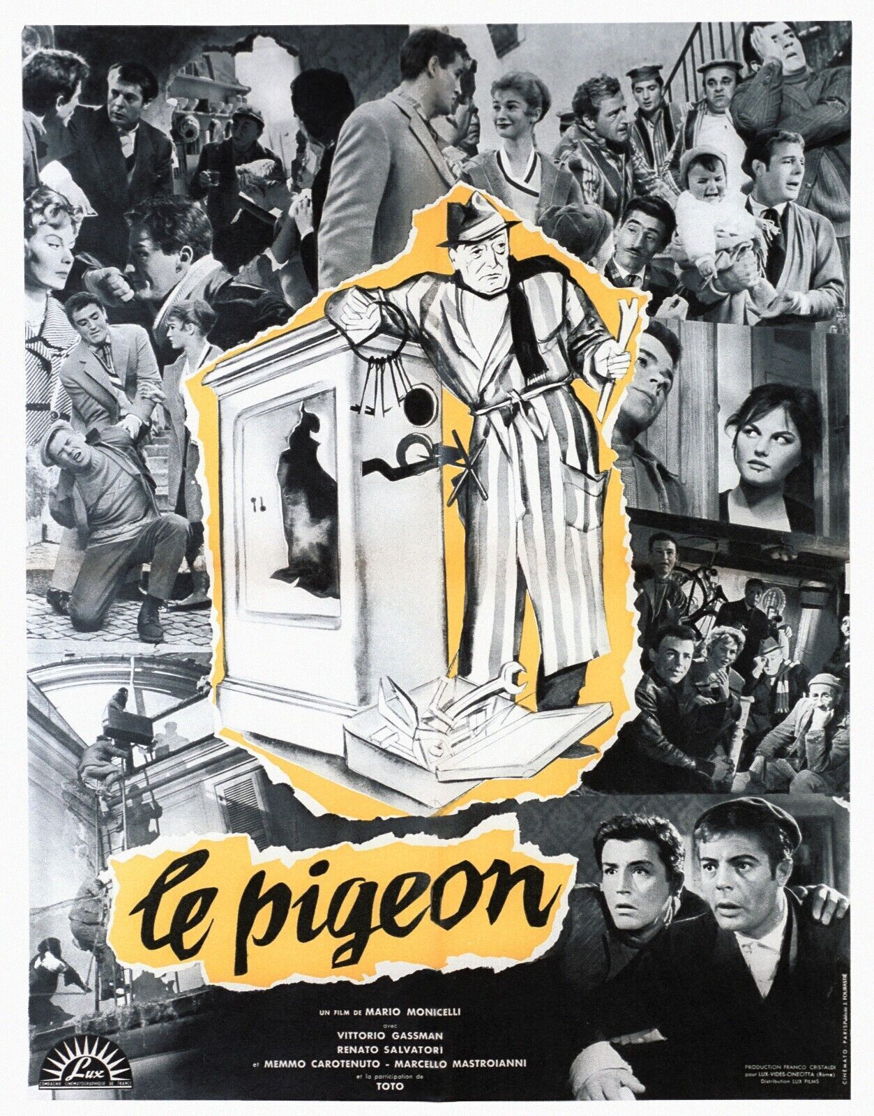 LE PIGEON, MARCELLO MASTROIANNI, 1958, repro affiche de cinema, VINTAGE, HQ