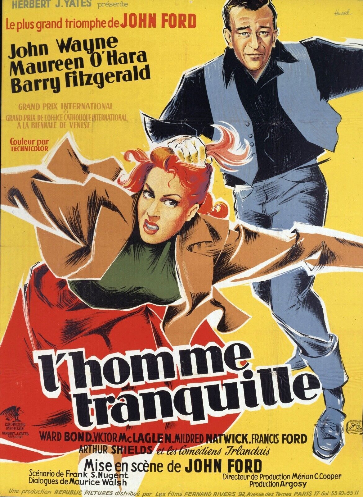 EL HOMBRE SILENCIOSO, JOHN WAYNE, REPRODUCCIÓN DE CARTEL DE CINE VINTAGE DE ALTA CALIDAD