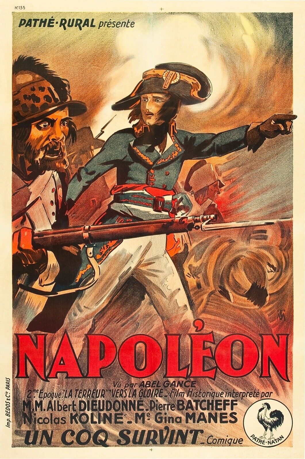 NAPOLÉON 1972, UN COQ SURVINT, DIEUDONNÉ, REPRO AFFICHE CINEMA VINTAGE, HQ