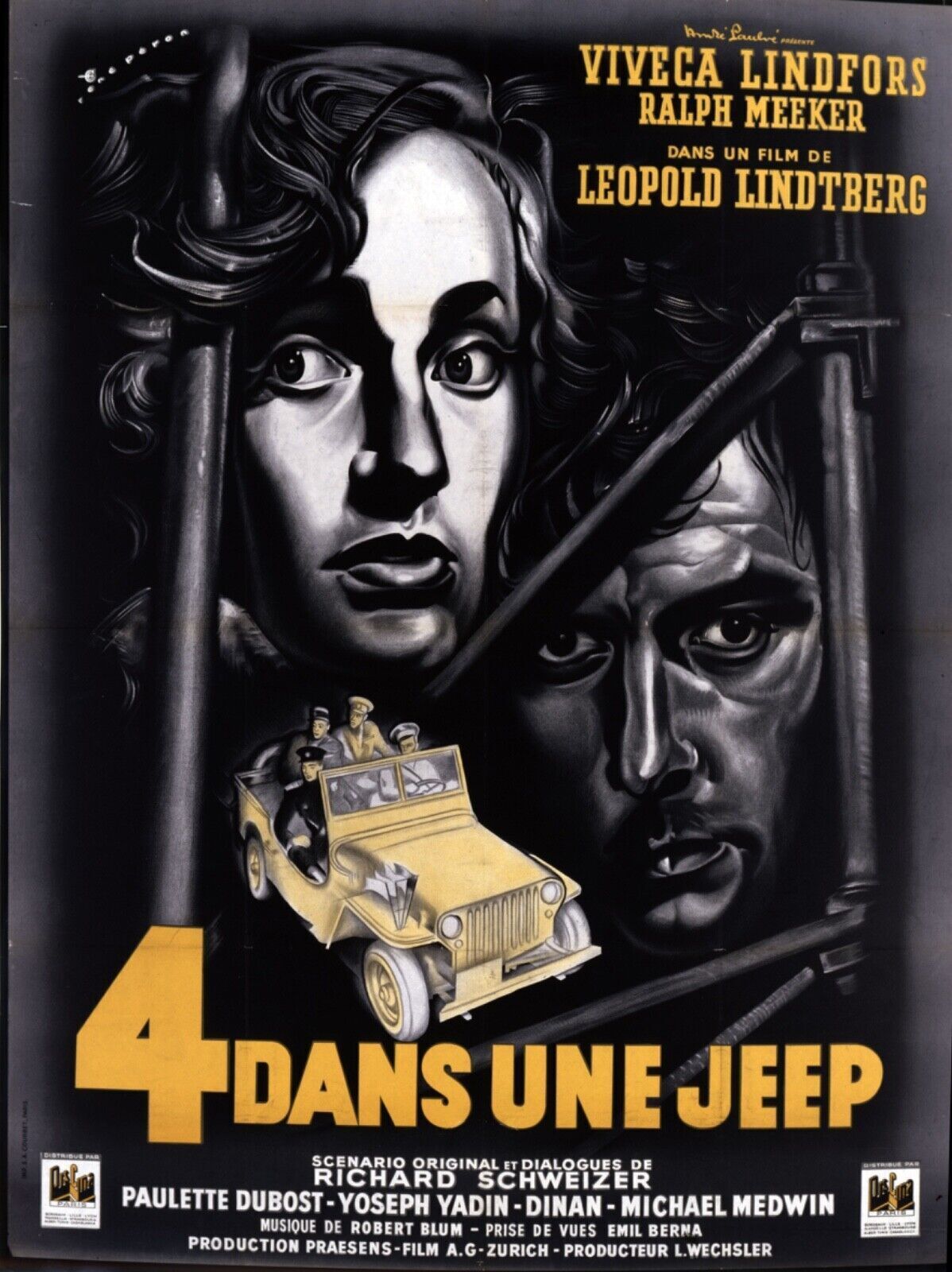 4 EN UN JEEP, VIVECA LINDFORS, REPRODUCCIÓN DE CARTEL DE CINE VINTAGE
