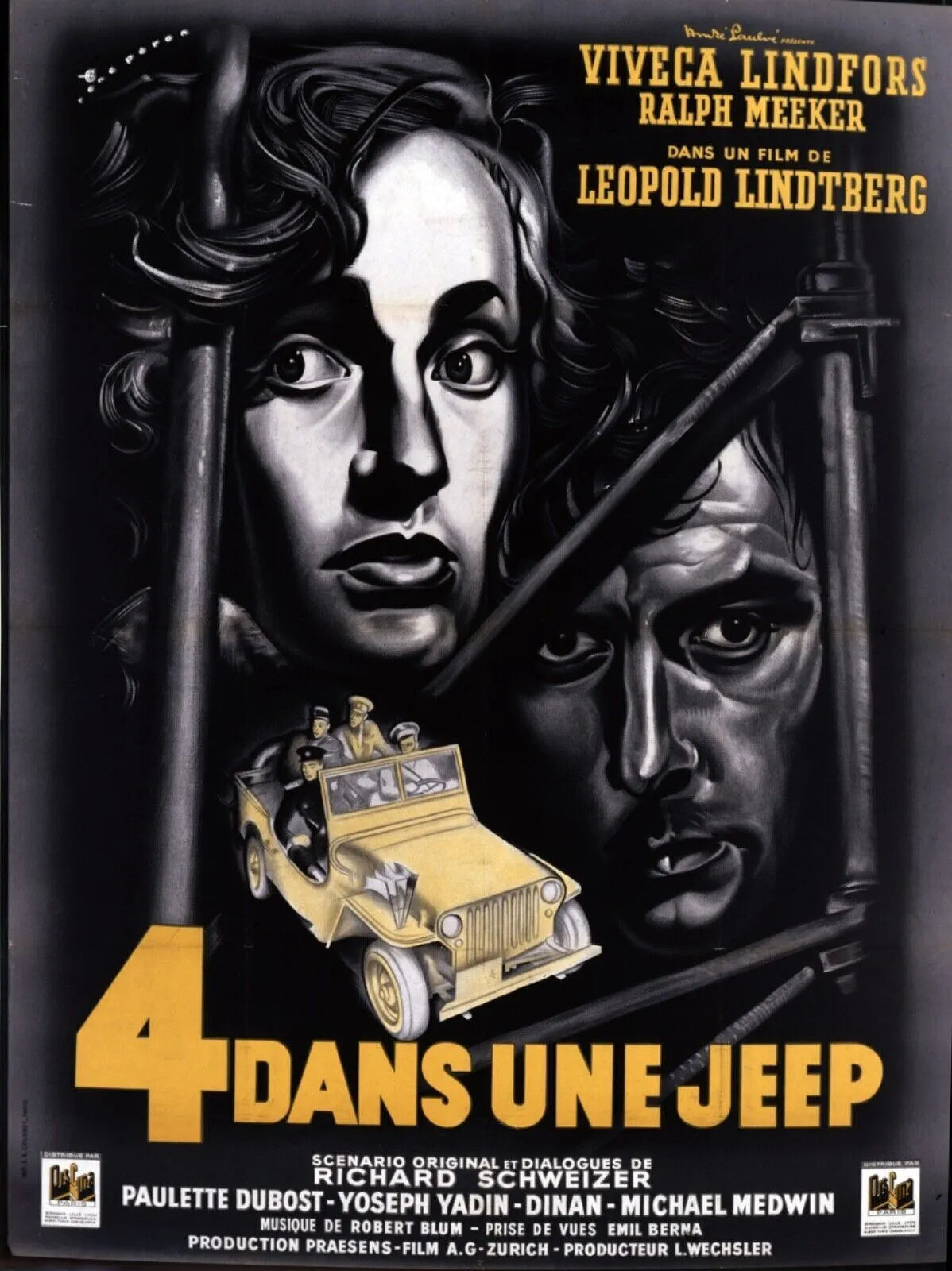 4 DANS UNE JEEP, VIVECA LINDFORS, REPRO AFFICHE CINEMA VINTAGE