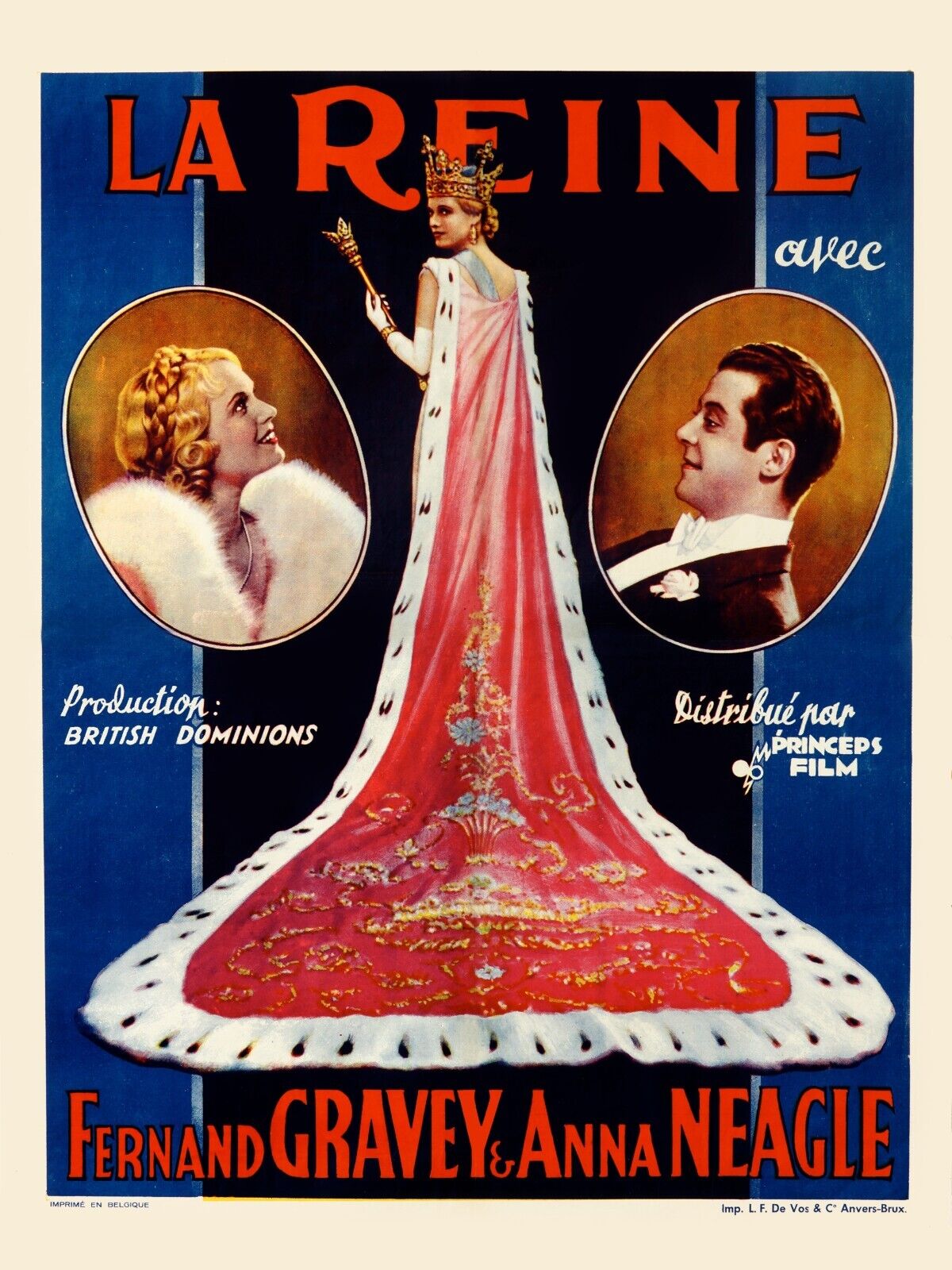LA REINE, FERNAND GRAVEY, 1947, Repro affiche cinéma, VINTAGE, HQ