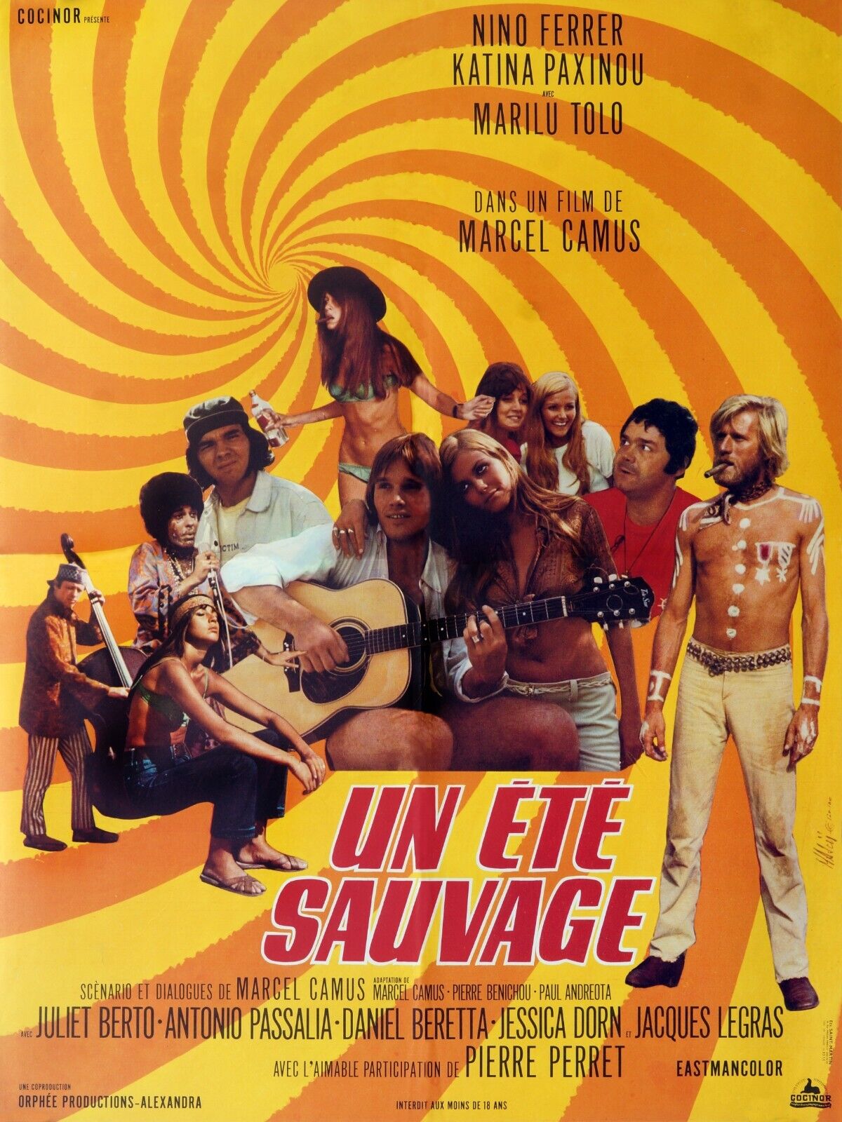 UN ÉTÉ SAUVAGE, NINO FERRER, JULIET BERTO, 1970, REPRO AFFICHE DE CINEMA VINTAGE, HQ