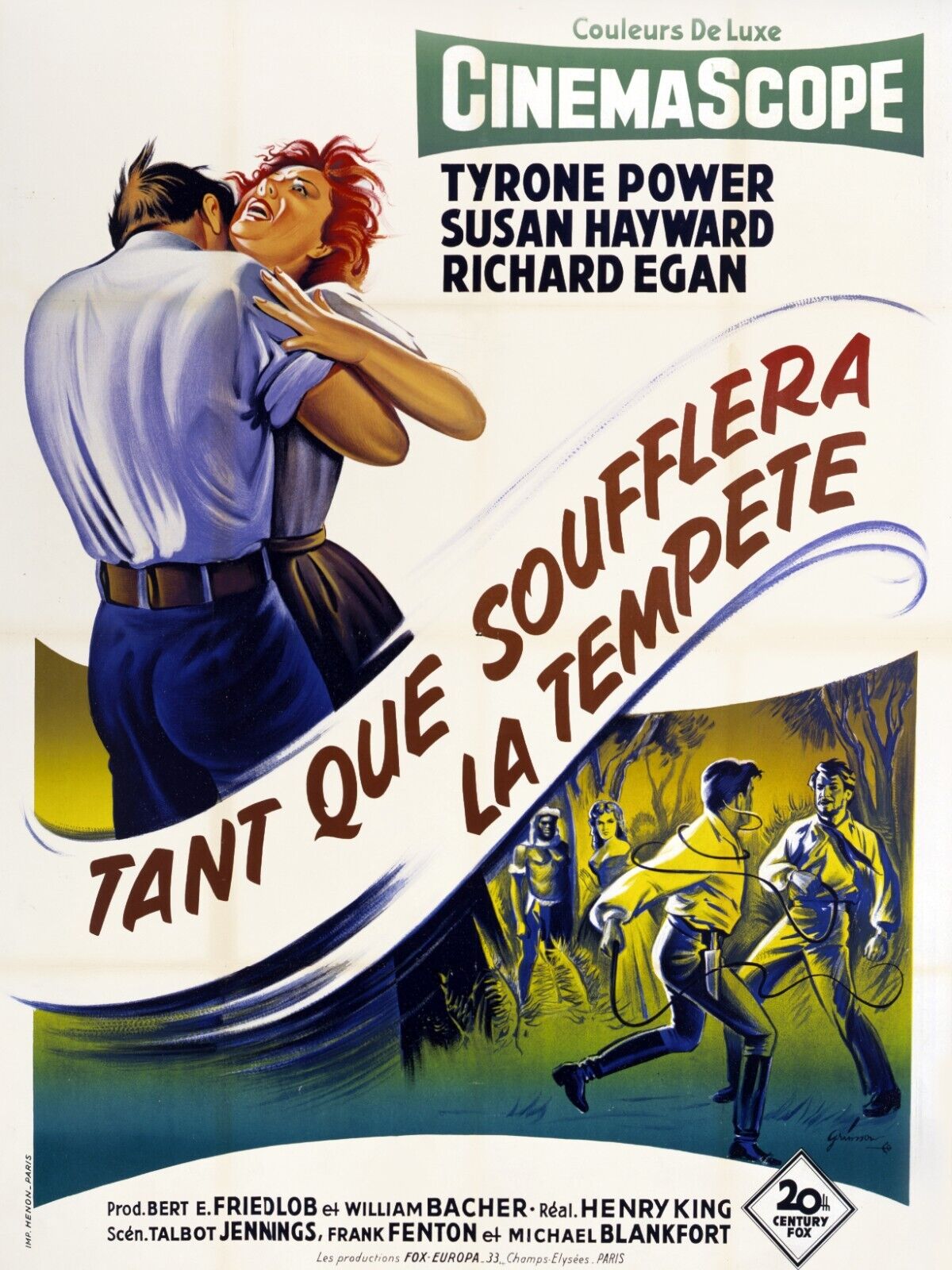 Mientras sopla la tormenta, Tyrone Power, 1955, Reproducción de póster de cine vintage, HQ