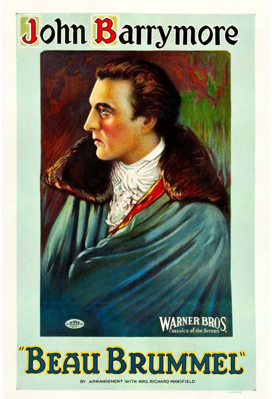 LA BELLA BRUMMEL, JOHN BARRYMORE, 1954, reproducción de cartel de cine, HQ