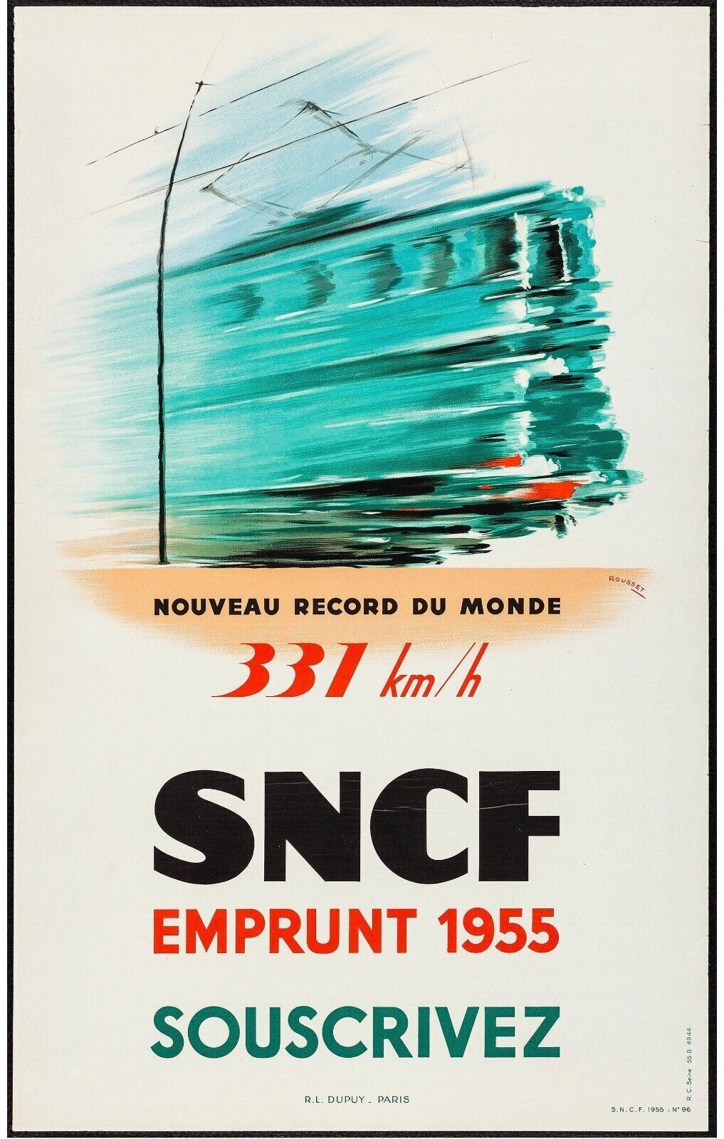 SNCF EMPRUNT 1955, REPRO AFFICHE PUBLICITAIRE HQ