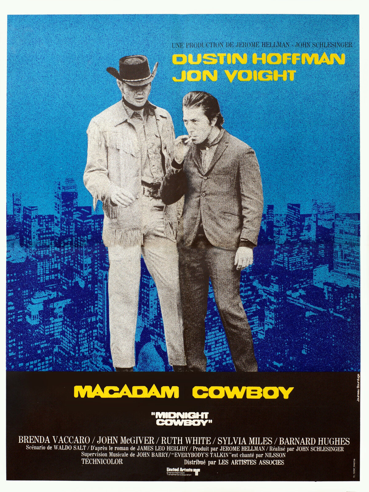 MACADAM COWBOY, DUSTIN HOFFMAN, 1969, Repro cinema poster, HQ