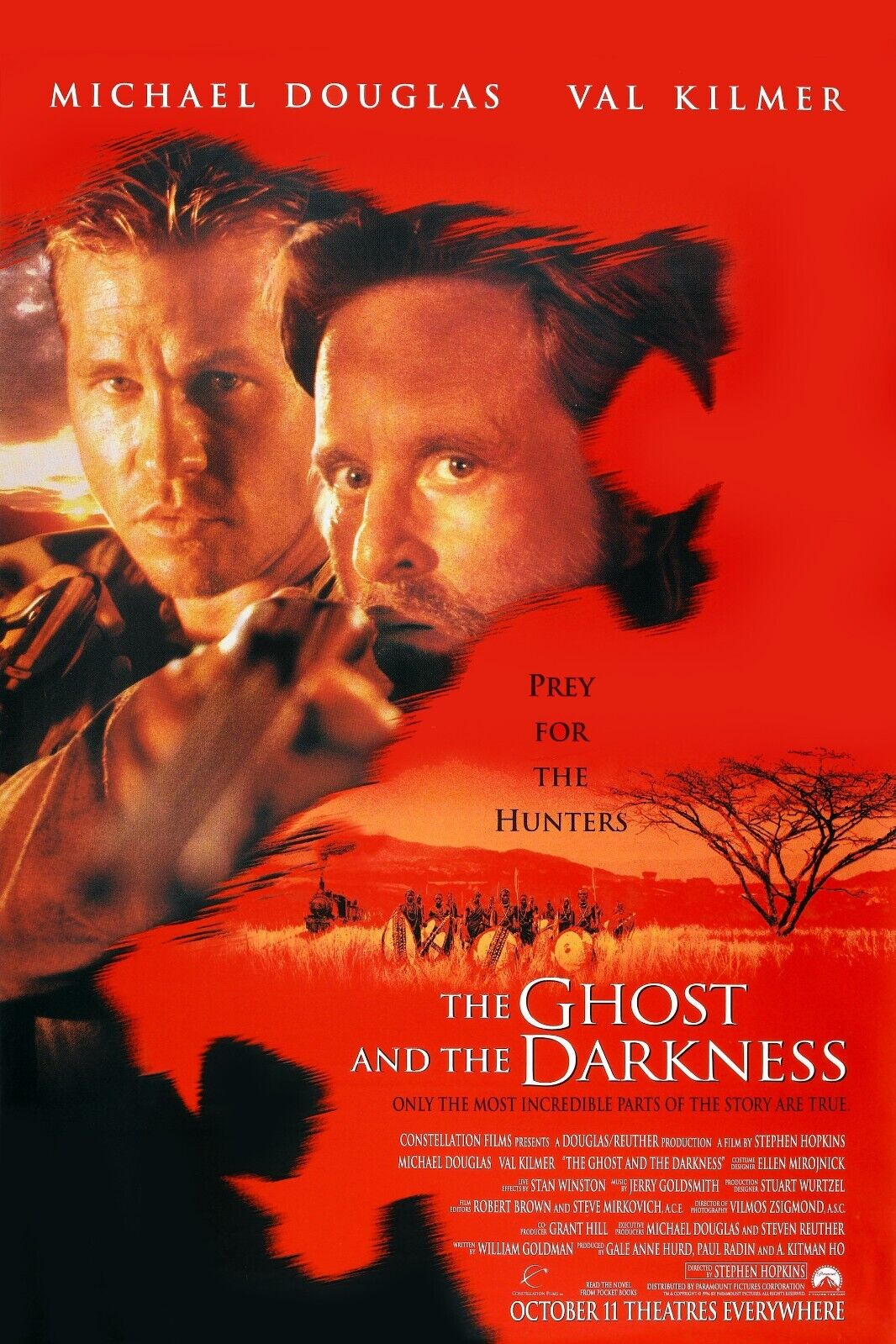 L'OMBRE ET LA PROIE,  MICHAEL DOUGLAS, 1996, REPRO MOVIE POSTER HQ