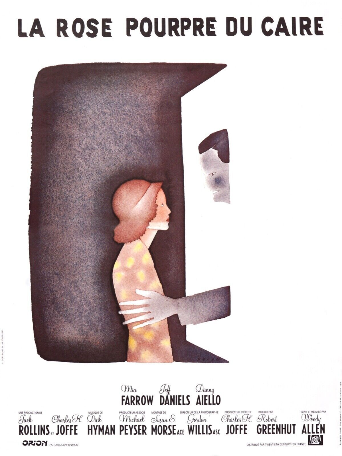 LA ROSE POURPRE DU CAIRE, WOODY ALLEN, MIA FARROW, repro affiche cinéma, VINTAGE, HQ