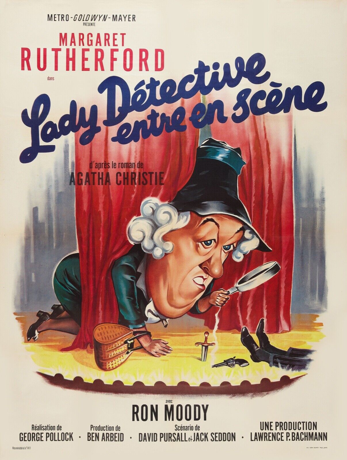 LADY DETECTIVE ENTERS STAGE, MR. RUTHERFORD, VINTAGE CINEMA POSTER REPRO ON HQ CANVAS