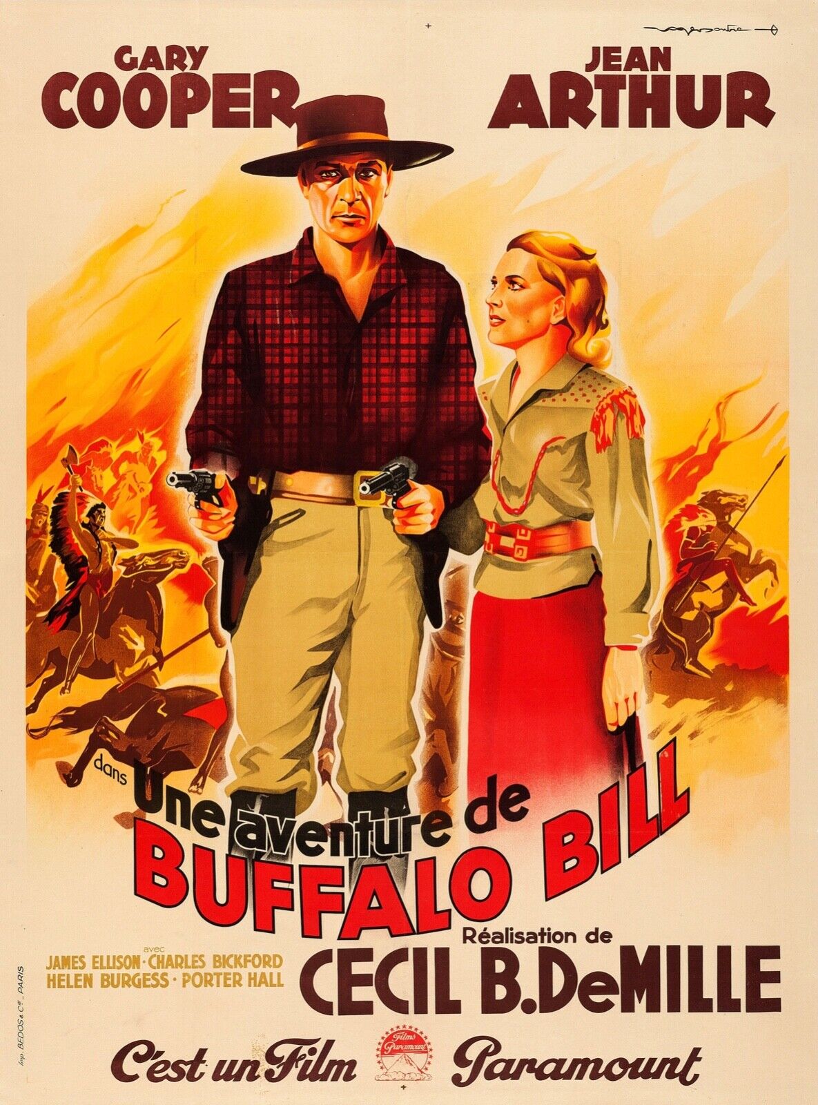 UNA AVENTURA DE BUFFALO BILL, CECIL B. DE MILLE, GARY COOPER, Póster de cine de reproducción, HQ