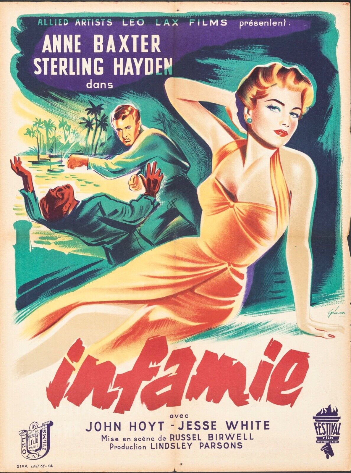 ANNE BAXTER INFAMIE, VINTAGE HQ CINEMA POSTER REPRO