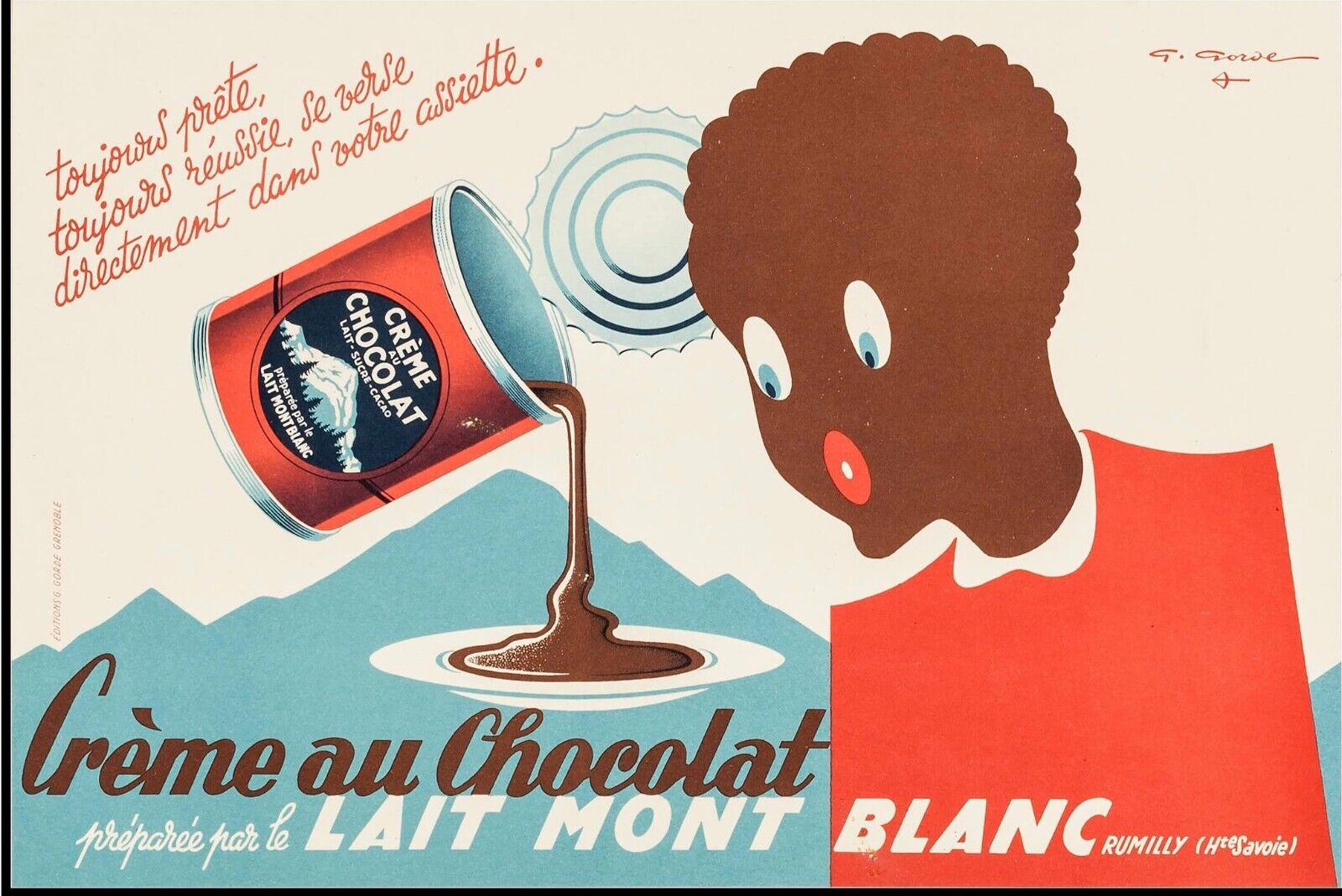 CREME DE CHOCOLAT - REPRO AFFICHE VINTAGE PUBLICITÉ SUR TOILE