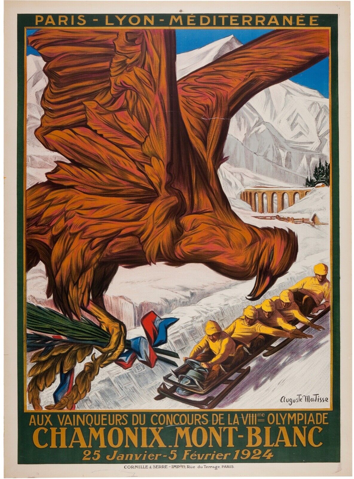 CHAMONIX MONT-BLANC, MONTAGNE, REPRO TRAVEL PUBLICITY POSTER, VINTAGE, HQ