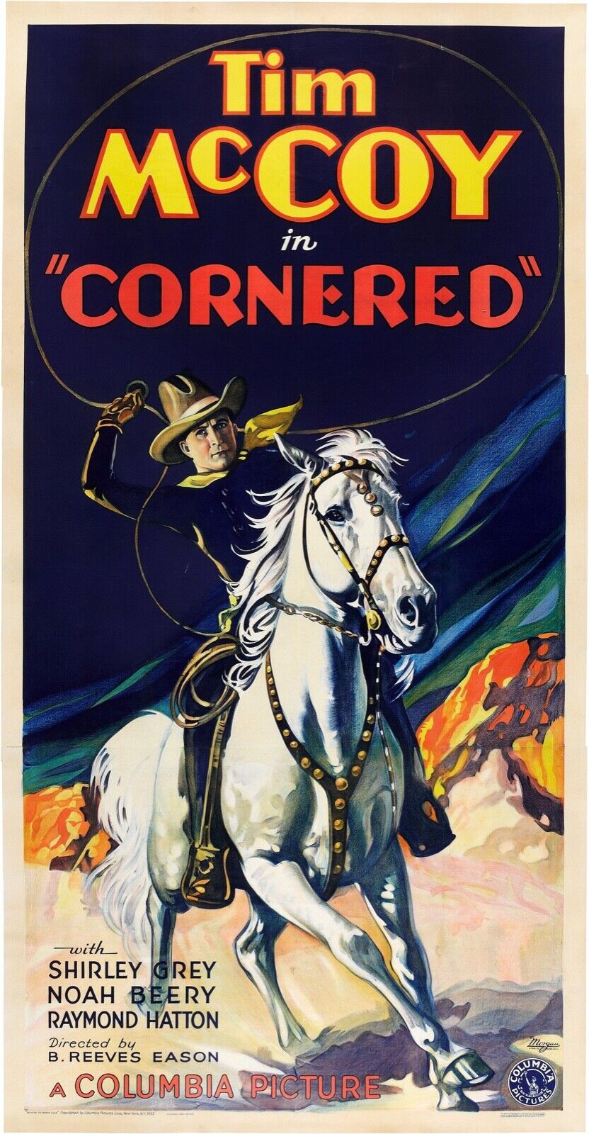 ACORRADO, TIM McCOY, 1932, REPRODUCCIÓN DE CARTEL DE PELÍCULA, VINTAGE, HQ