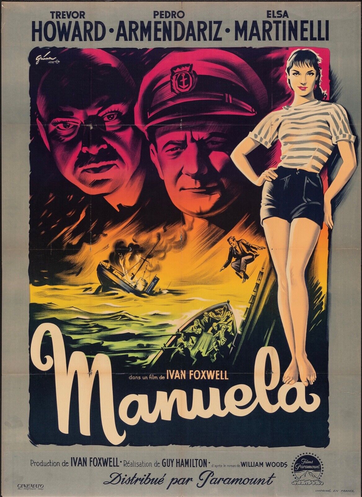 MANUELA, TREVOR HOWARD, 1957, REPRO VINTAGE HQ CINEMA POSTER