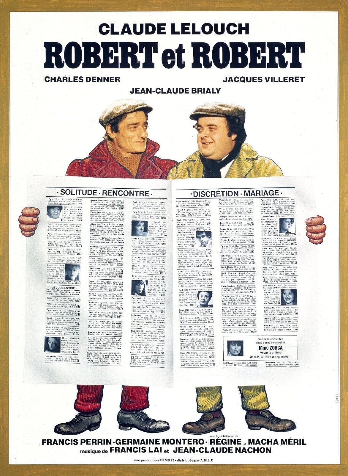 ROBERT ET ROBERT, CLAUDE LELOUCH, 1978, Repro affiche de cinema, HQ