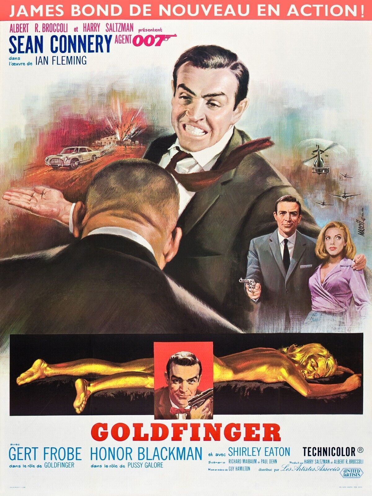 GOLDFINGER, JAMES BOND, SEAN CONNERY, REPRO AFFICHE CINEMA VINTAGE HQ