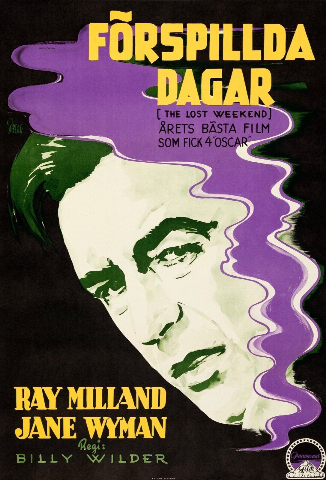 THE LOST WEEK-END, 1945, RAY MILLAND, REPRO AFFICHE VINTAGE, HQ