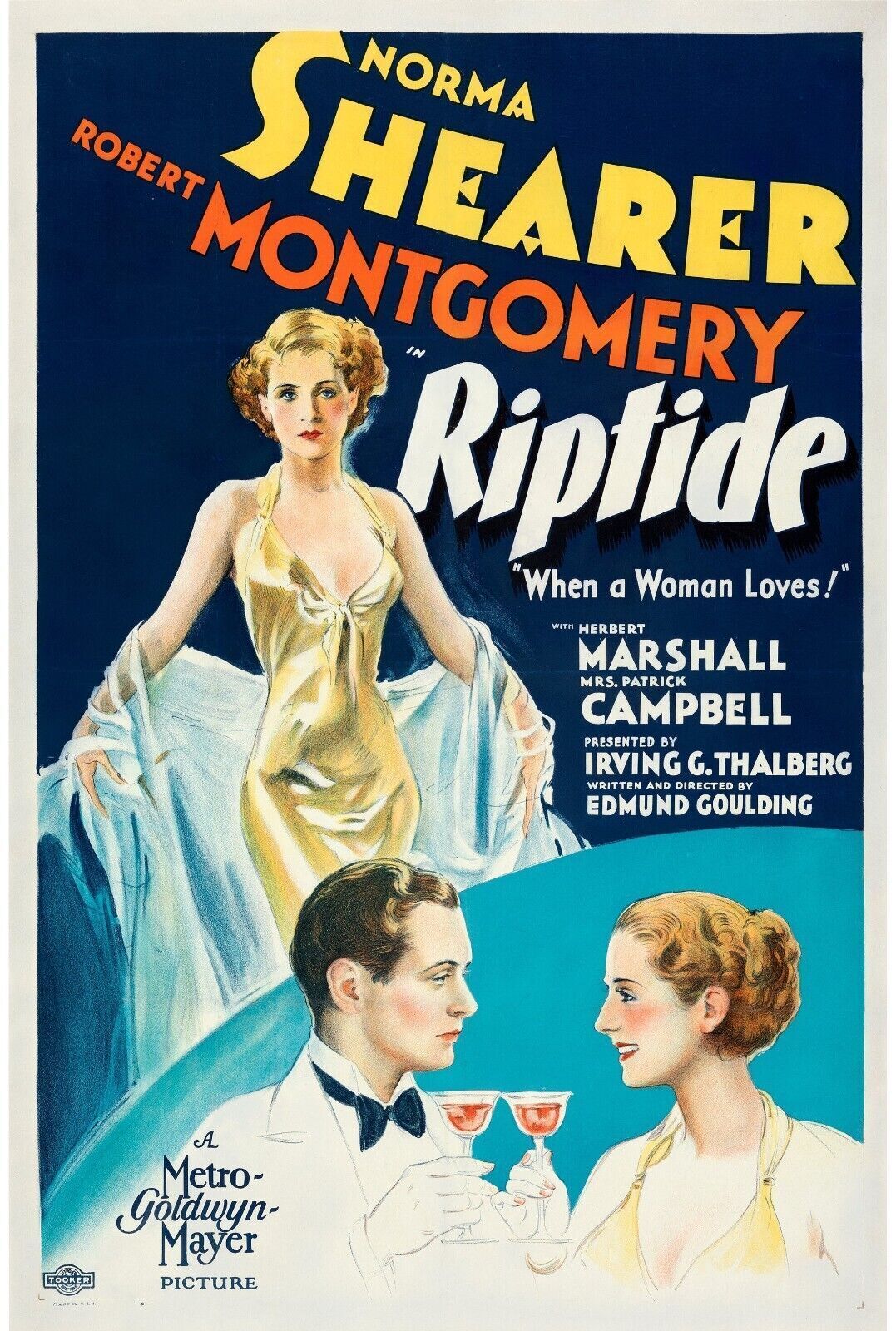QUAND UNE FEMME AIMÉ, RIPTIDE, ROBERT MONTGOMERY, 1934, Repro affiche cinéma, HQ