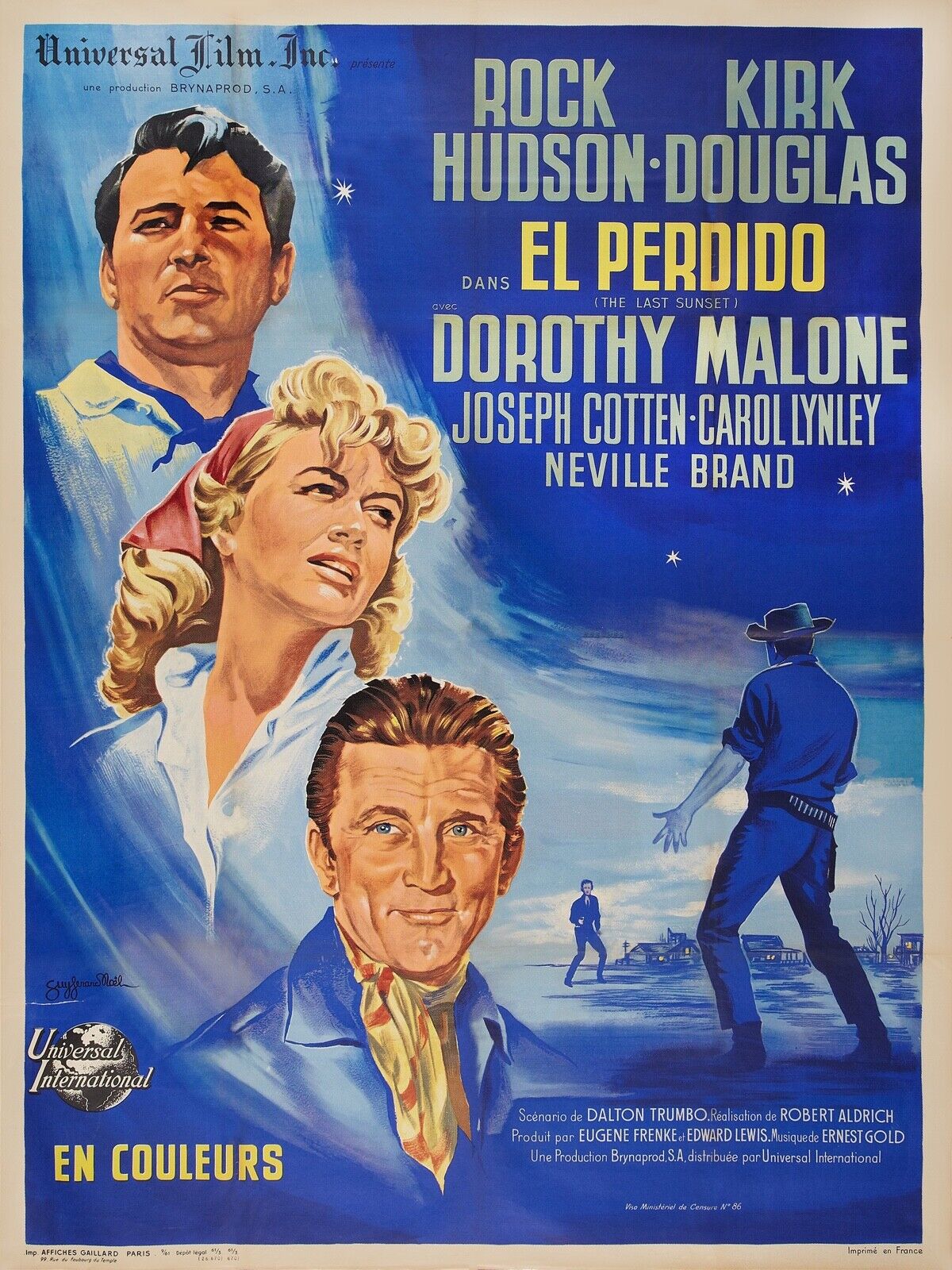 EL PERDIDO, ROCK HUDSON, 1961, REPRODUCCIÓN DE CARTEL DE PELÍCULA, VINTAGE, HQ