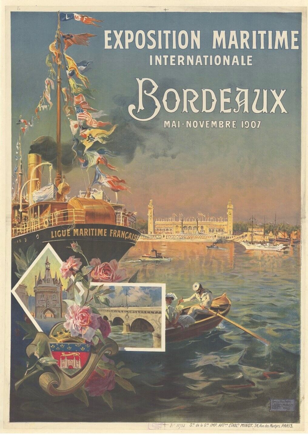 EXPOSITION MARITIME BORDEAUX, REPRO TRAVEL POSTER, VINTAGE, HQ
