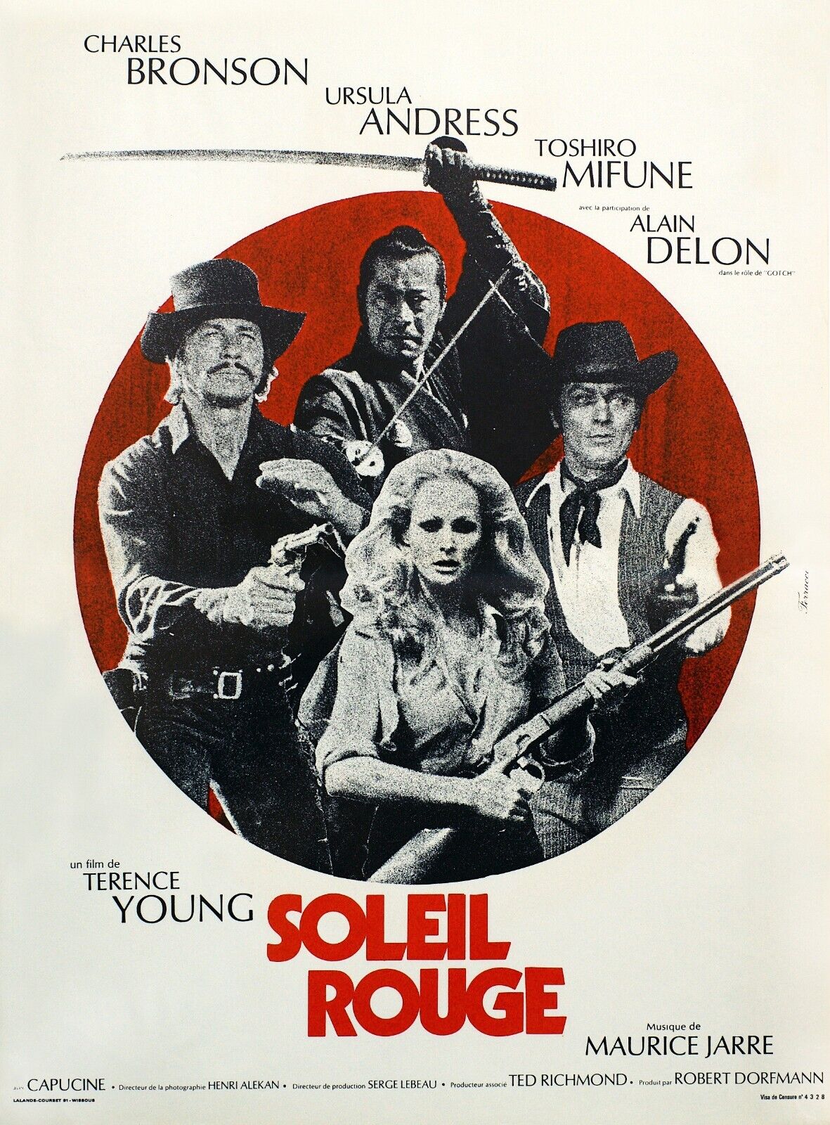 SOL ROJO, TERENCE YOUNG, 1971, REPRODUCCIÓN DE CARTEL DE CINE VINTAGE, HQ
