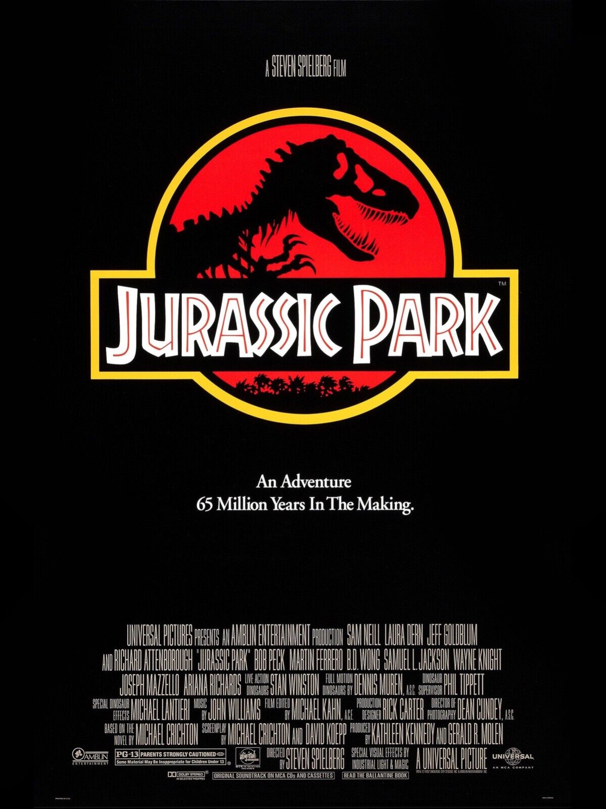 JURASSIC PARK, STEVEN SPIELBERG, REPRO AFFICHE CINEMA VINTAGE HQ