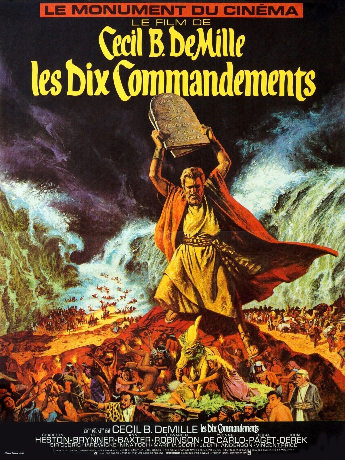LES DIX COMMANDEMENTS, CECIL B. DeMILLE, CHARLTON HESTON, 1956, Repro affiche cinéma, VINTAGE,HQ